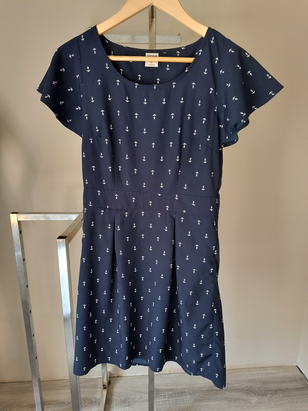 Vero Moda Emmas S/S Short Dress Navy White Anchor Print Size 38 Medium